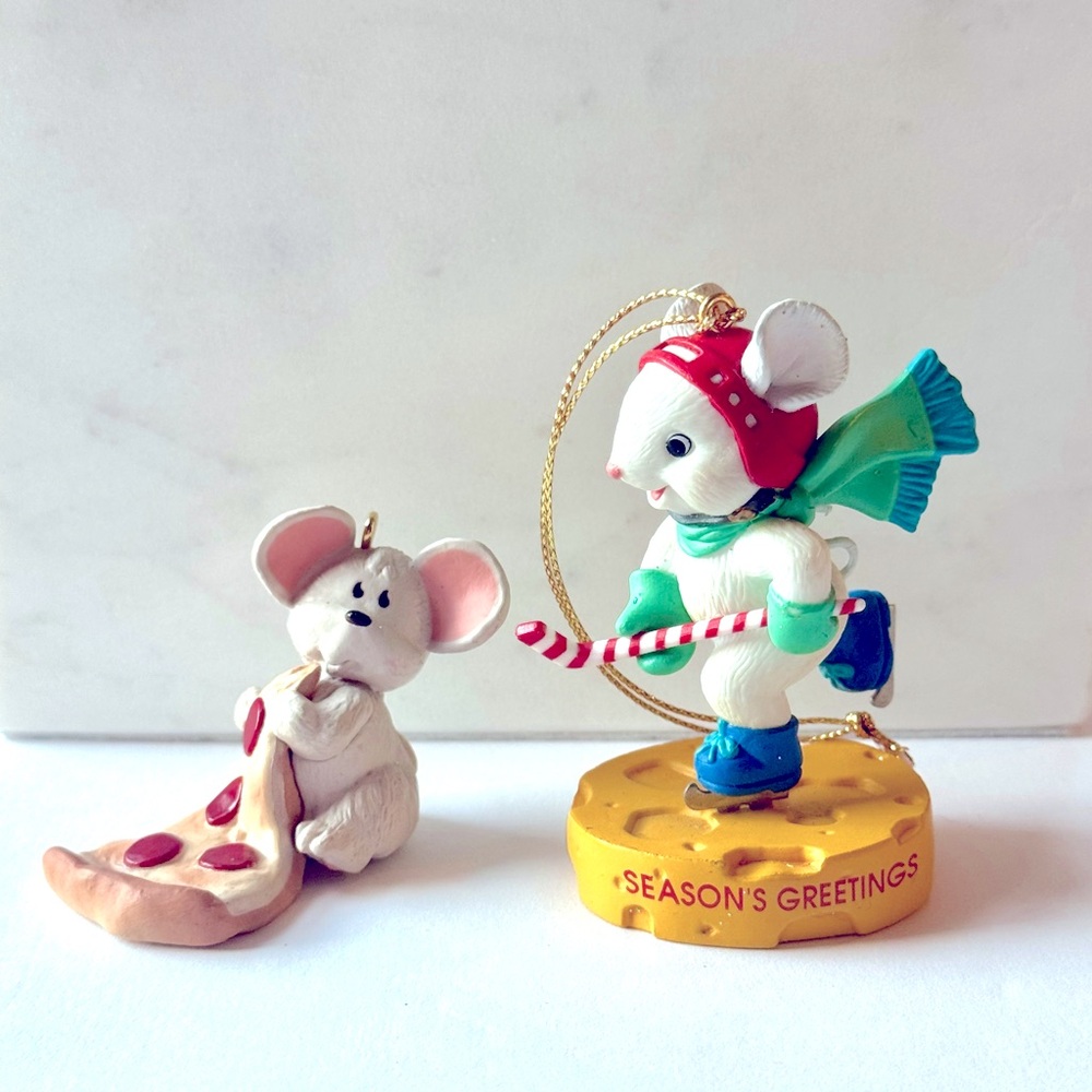 HALLMARK VINTAGE SET OF 2 MOUSE ORNAMENTS 1990’s